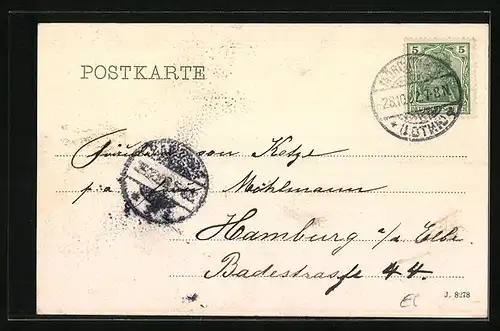 AK Mörchingen i. L., Abendstimmung in der Kapellenstrasse