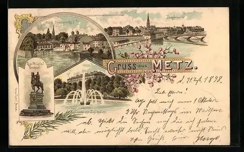 Lithographie Metz, Städtische Triebwerke, Jungfernwehr