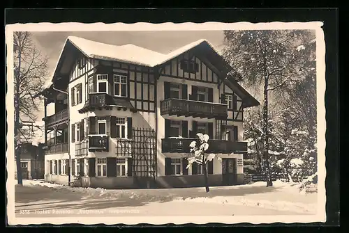 AK Oberstdorf, Hotel-Pension Rubihaus im Schnee