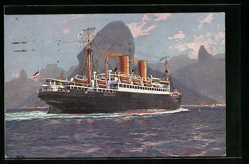 Künstler-AK Hans Bohrdt: Dampfer auf See