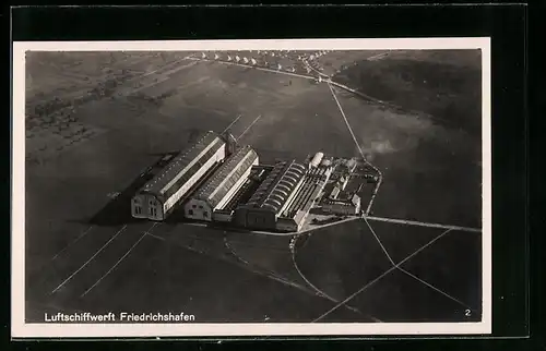 AK Luftschiffwerft Friedrichshafen aus der Vogelschau