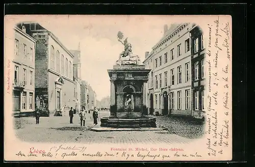 AK Liége, Fontaine St. Michel, Rue Hors chateau