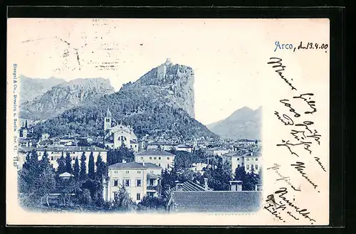 AK Arco, Ortspartie mit Kirche und Burg