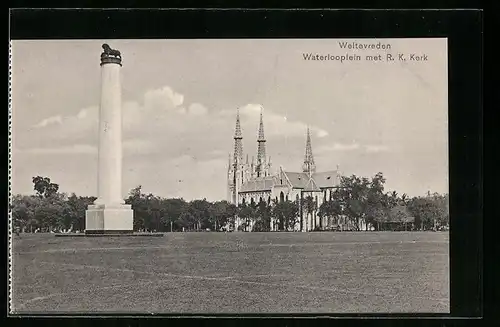 AK Weltevreden, Waterlooplein met R. K. Kerk