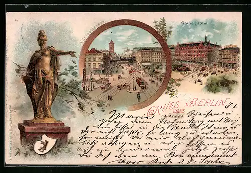 Lithographie Berlin, Königstrasse, Grand Hotel