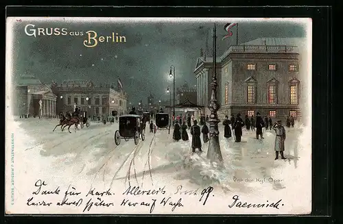 Lithographie Berlin, Vor der Kgl. Oper