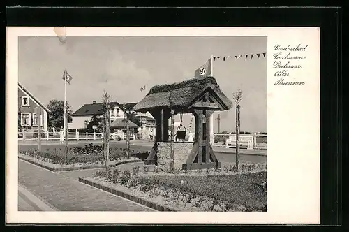 AK Cuxhaven-Duhnen, Alter Brunnen mit flagge