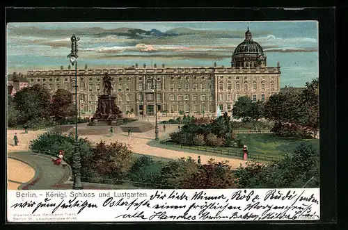 Lithographie Berlin, Königliches Schloss und Lustgarten