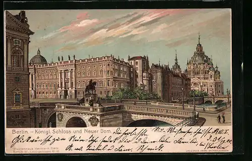 Lithographie Berlin, Königliches Schloss und neuer Dom