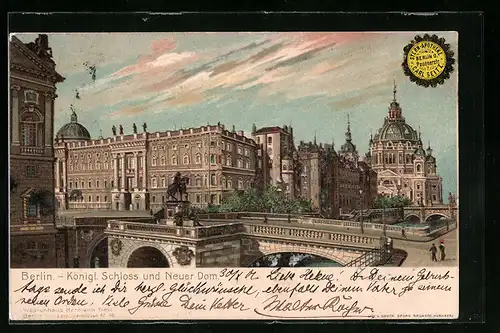 Lithographie Berlin, Königliches Schloss und neuer Dom