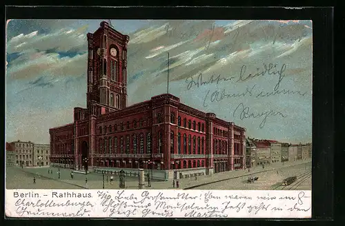 AK Berlin, Blick auf das Rote Rathaus, Königstrasse