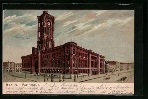 AK Berlin, Blick auf das Rote Rathaus, Königstrasse