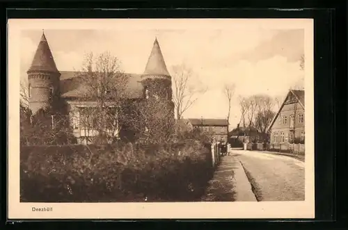 AK Deezbüll, Strassenpartie mit Kirche