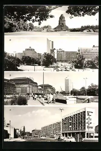 AK Leipzig, Völkerschlachtdenkmal, Oper und Hauptbahnhof