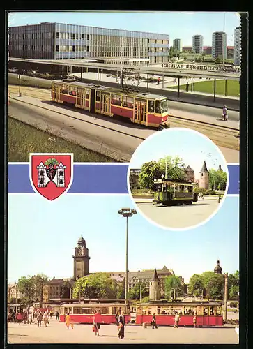 AK Plauen, Ortsansicht mit Strassenbahn