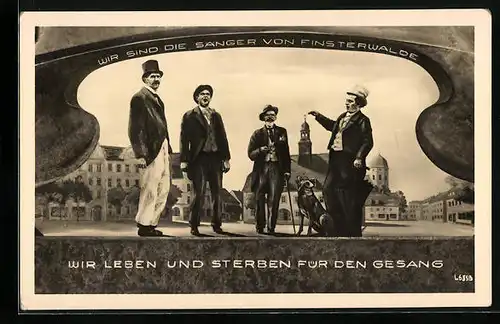 AK Finsterwalde, Vier Sänger mit einem Hund