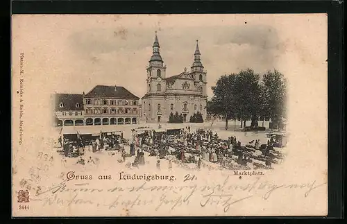 AK Ludwigsburg, Blick auf den Marktplatz