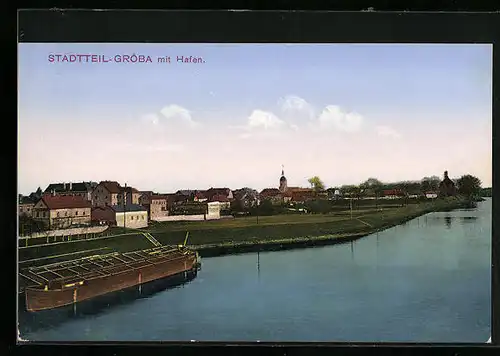 AK Gröba, Stadtteil mit Hafen