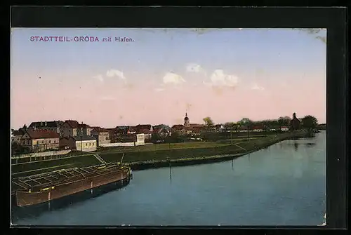 AK Gröba, Stadtteil mit Hafen