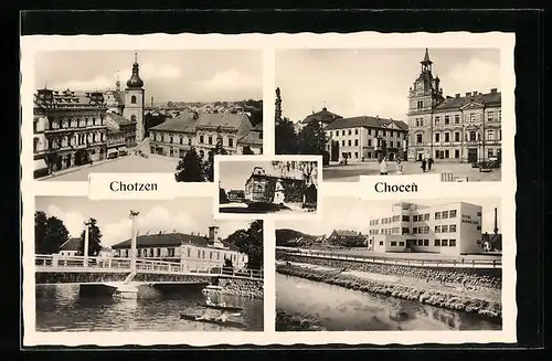 AK Chotzen, Flusspartie, Namesti, Teilansicht