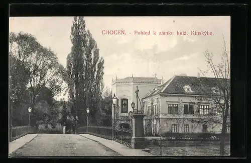 AK Chotzen / Chocen, Pohled k zamku kniz. Kinskyho