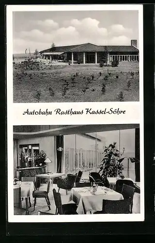 AK Kassel-Söhre, Autobahn-Rasthaus von H. Henkel, Innenansicht