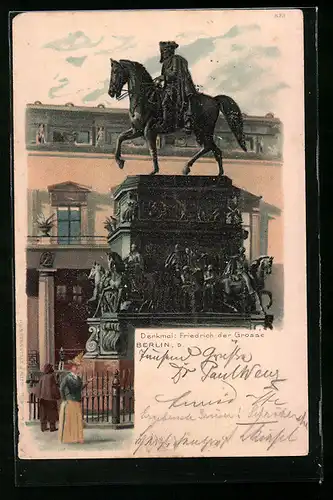 Lithographie Berlin, Denkmal Friedrich der Grosse