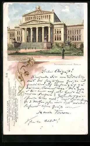 Lithographie Berlin, Königliches Schauspielhaus, Gendarmenmarkt