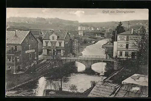 AK Dieringhausen, Ortsansicht, Hotel-Restaurant Carl Dörrenberg
