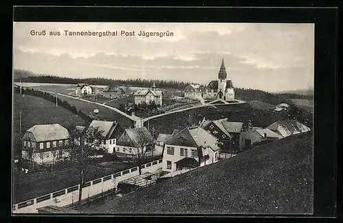 AK Tannenbergsthal, Ortsansicht aus der Vogelschau