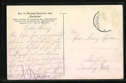 AK Baiern - Obermühle, Erziehungsanstalt Piusheim, Aussenansicht