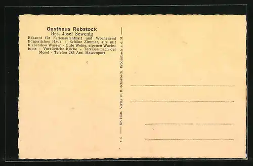 AK Brodenbach /Mosel, Gasthaus Rebstock