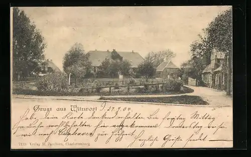 AK Witzwort, Ortspartie mit Häusern und Bäumen