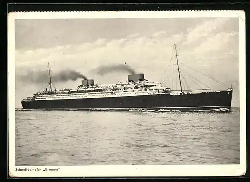 AK Passagierschiff Bremen auf hoher See