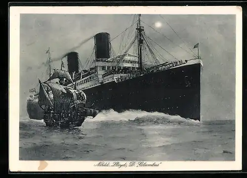 AK Passagierschiff Columbus des Nordd. Lloyd, Karavelle Santa Maria