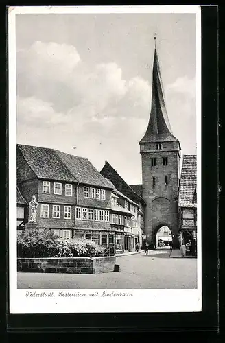 AK Duderstadt, Westerturm mit Lindenzaun