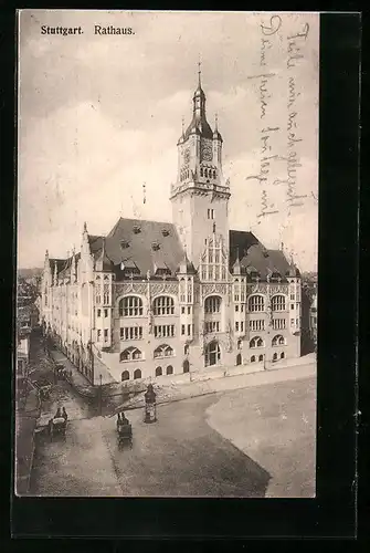 AK Stuttgart, Blick auf das Rathaus