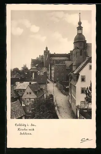 AK Colditz i. Sa., Kirche mit Schloss