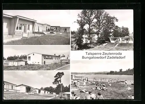 AK Zadelsdorf, Bungalows, HO-Einkaufszentrum, Badeanstalt