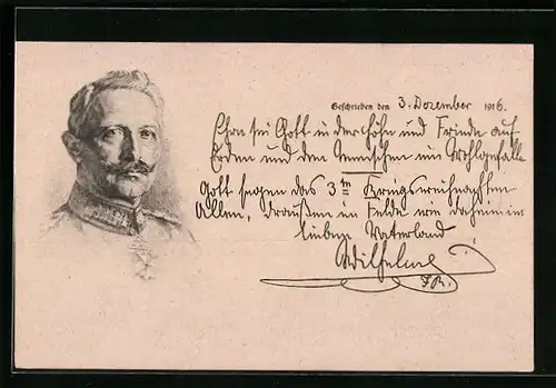 AK Kaiser Wilhelm II. mit Orden und strengem Blick