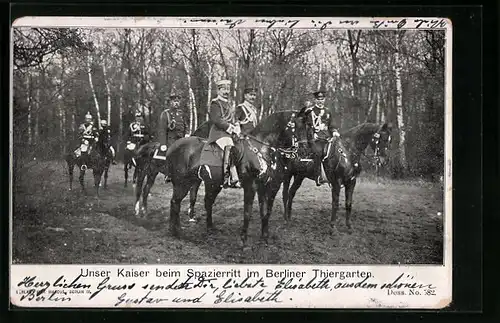 AK Kaiser Wilhelm II. beim Spazierritt im Berliner Thiergarten