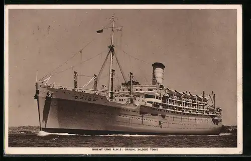 AK Passagierschiff R. M. S. Orion vor der Küste