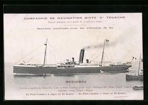 AK Passagierschiff Medjerda in Fahrt