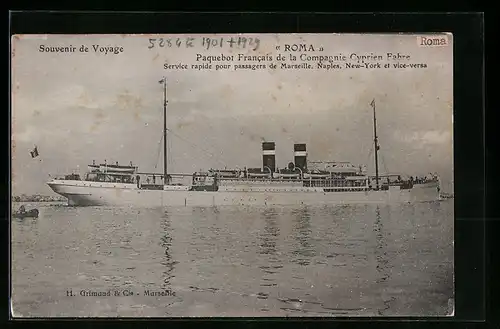 AK Passagierschiff Roma vor der Küste