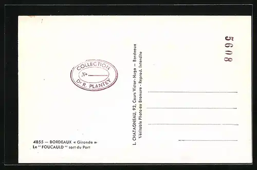 AK Bordeaux, Passagierschiff Foucauld in Fahrt