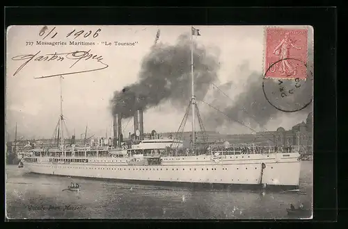 AK Passagierschiff Le Tourane in Fahrt