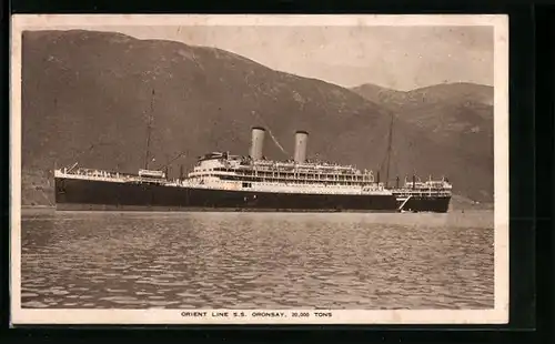 AK Orient Line, S.S. Oronsay vor Bergen