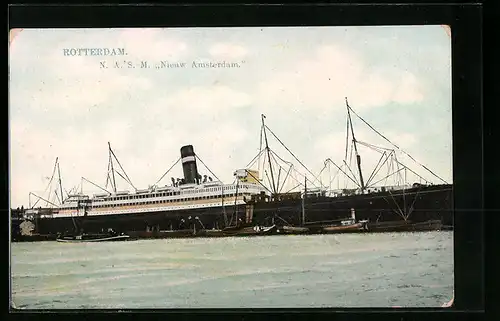 AK Rotterdam, Passagierschiff NASM Nieuw Amsterdam im Hafen
