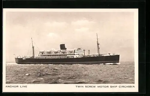 AK Passagierschiff Twin Screw Motor Ship Circassia der Anchor Line in Fahrt