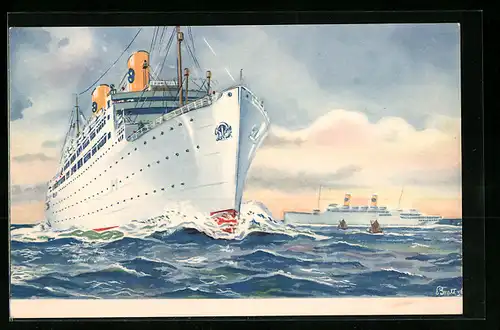 Künstler-AK Passagierschiff M. S. Gripsholm, Swedish American Line